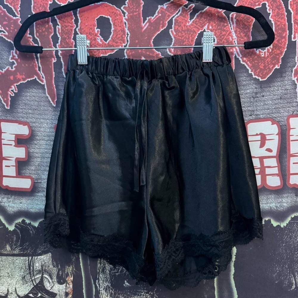 Fashion Nova Black Lace Trim Pyjama Shorts